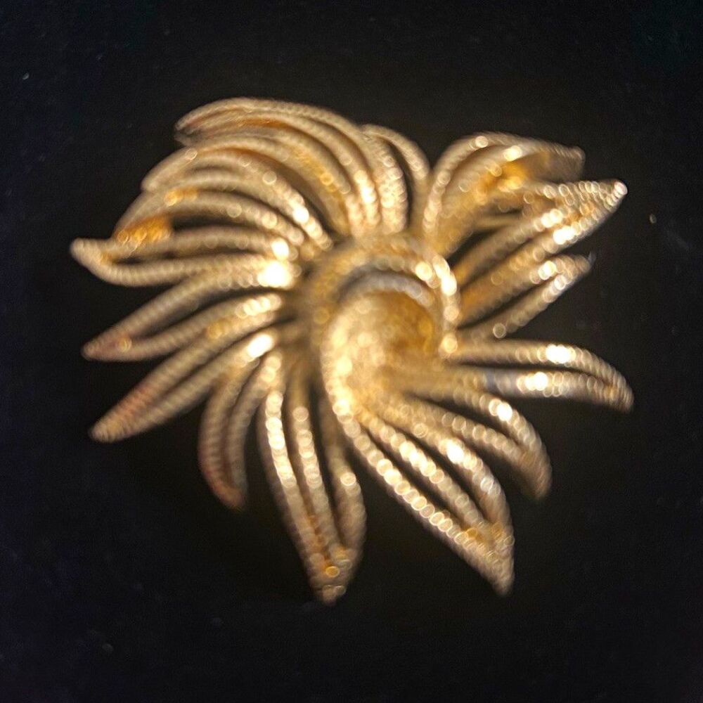 Monet Signed Gold Tone Flower Brooch Pin, No Stone, Flowers & Plants Theme